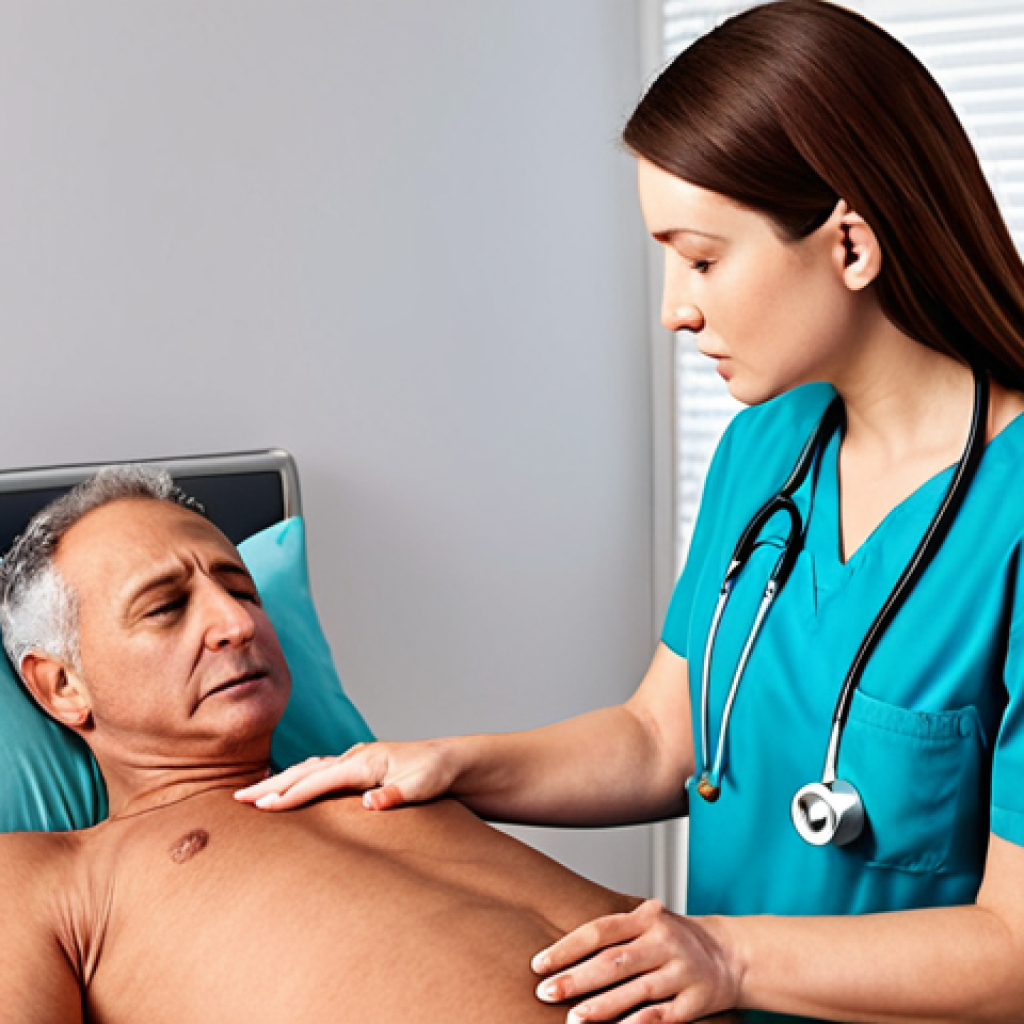 **Image prompt:** A compassionate occupational therapist (OT) in a modern clinic setting, carefully evaluating a patient. Show the OT using a holistic approach, considering not just physical symptoms but also the patient's emotional well-being and social environment. Subtle hints of assistive technology are present, representing the future of OT. The overall feeling is hopeful and empowering.
