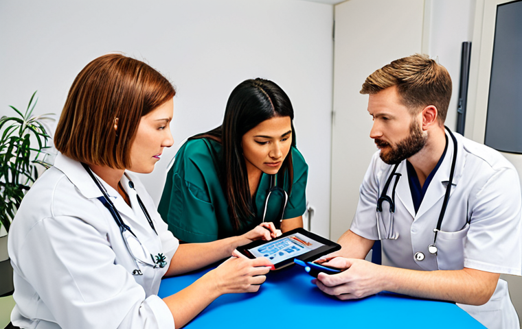 **

A diverse group of occupational therapists collaborating on a patient assessment, using various tools (like goniometers, cognitive tests, environmental checklists) and modern technology (tablets with OT apps), in a brightly lit clinic. Emphasize teamwork and a holistic approach to patient care.

**