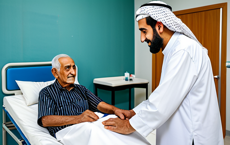 작업치료사의 환자 간호 지원 사례 - **Occupational Therapist assisting elderly man:** "A fully clothed, respectful occupational therapis...