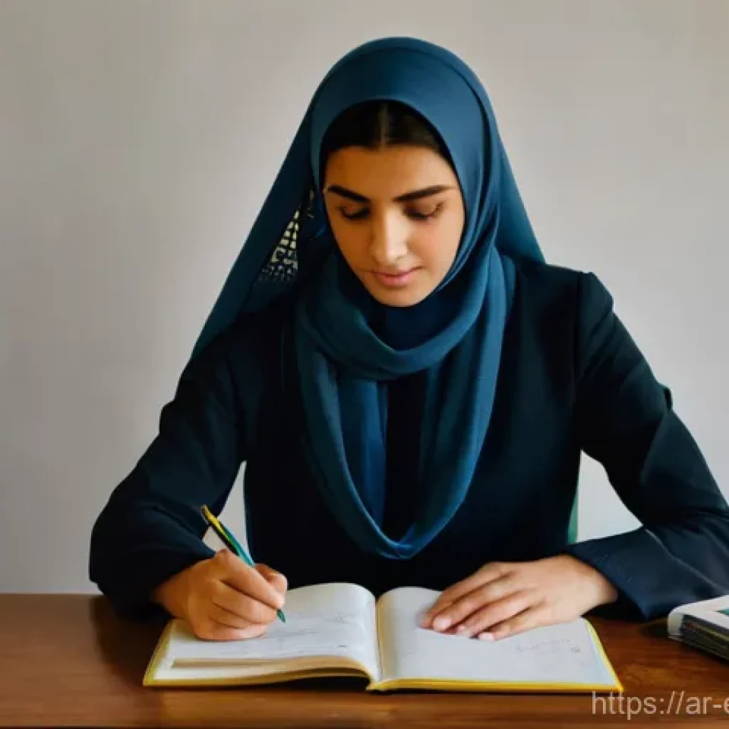작업치료사의 자격증 시험 후 경험 - **"A determined young Arab woman, wearing a modest, long-sleeved blouse and comfortable dark trouser...