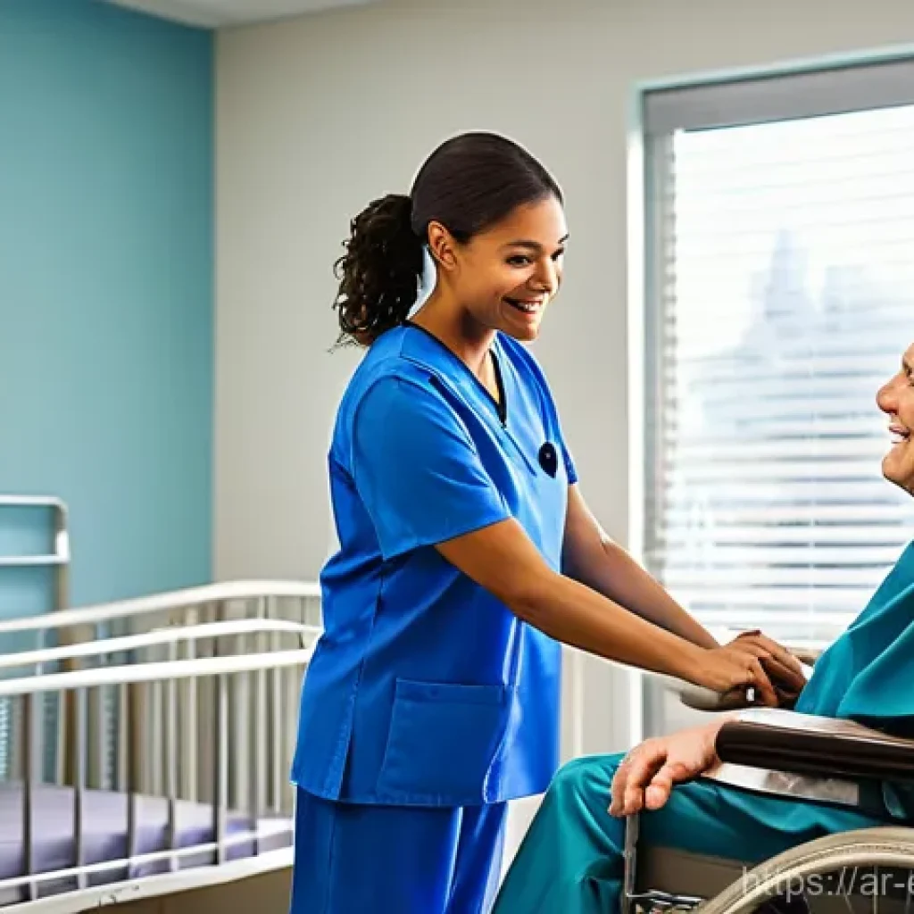 작업치료사의 병원 업무 사례 - **Prompt:** A compassionate female occupational therapist (around 35 years old, with a warm smile, d...