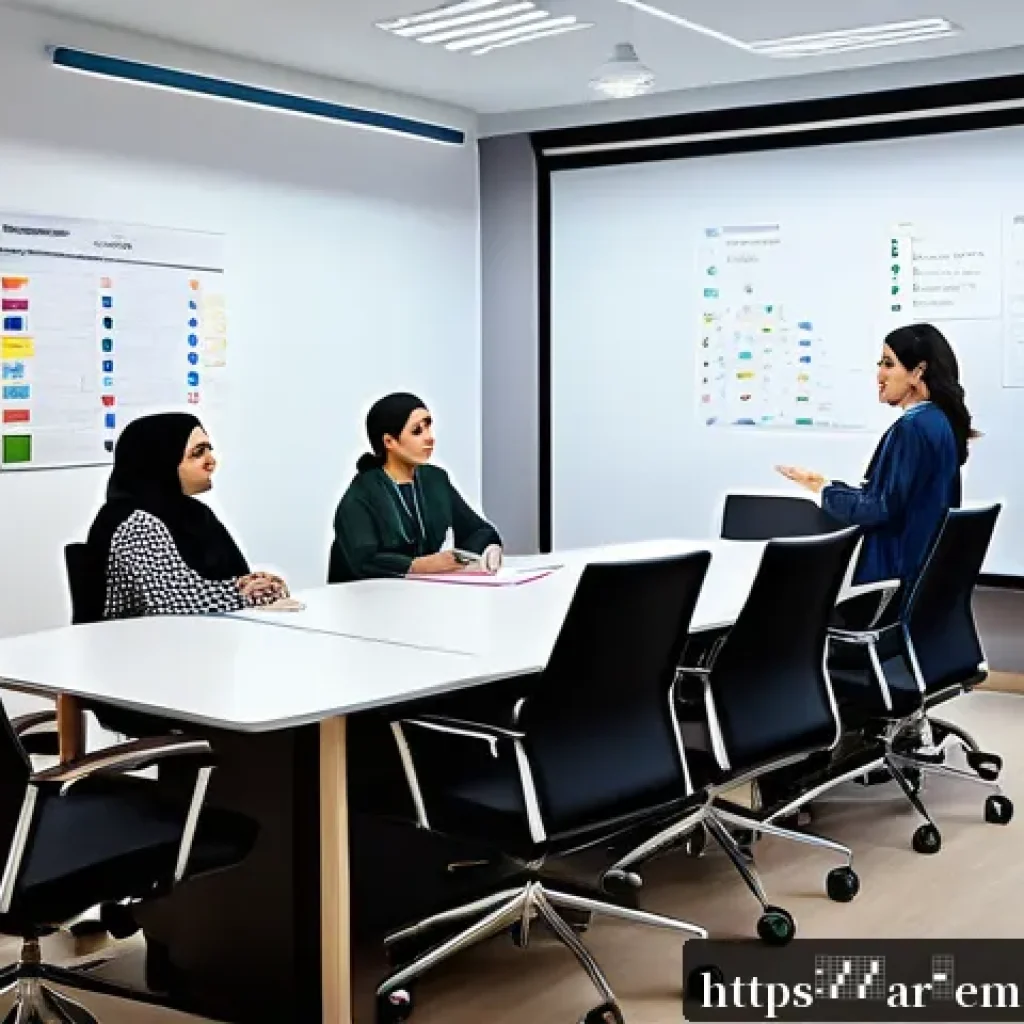 작업치료사의 팀 리더 경험담 - A diverse occupational therapy team gathered in a modern clinic meeting room, consisting of professi...