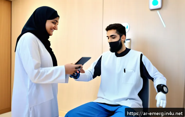 작업치료사의 치료 성과 관리 성공 사례 연구 - A modern occupational therapy clinic scene in a Middle Eastern setting, showing a skilled therapist ...