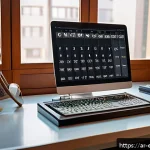 작업치료사의 시간 관리 비법 - A modern Middle Eastern office environment focused on productivity and time management, featuring a ...