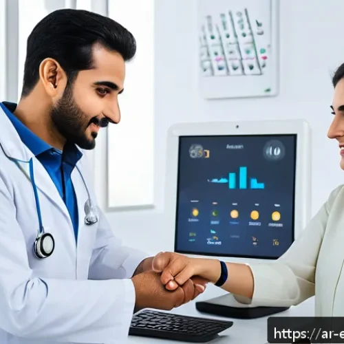 작업치료사의 최신 의료 소프트웨어 사용 - A modern occupational therapy clinic in Riyadh, Saudi Arabia, showcasing an Arab male therapist wear...